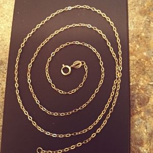 Solid 18k yellow gold classic thin oval link chain, 18" long, new, stamped